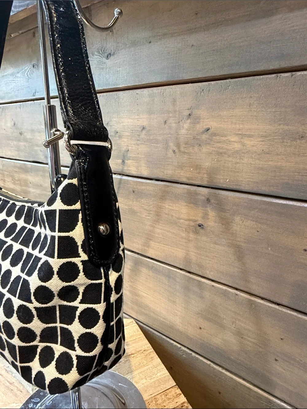 kate spade Black & Cream Geometric Dot-Grid Shoulder Bag